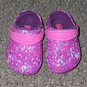 CROCS Pink and Purple Slippers with Perforated Design